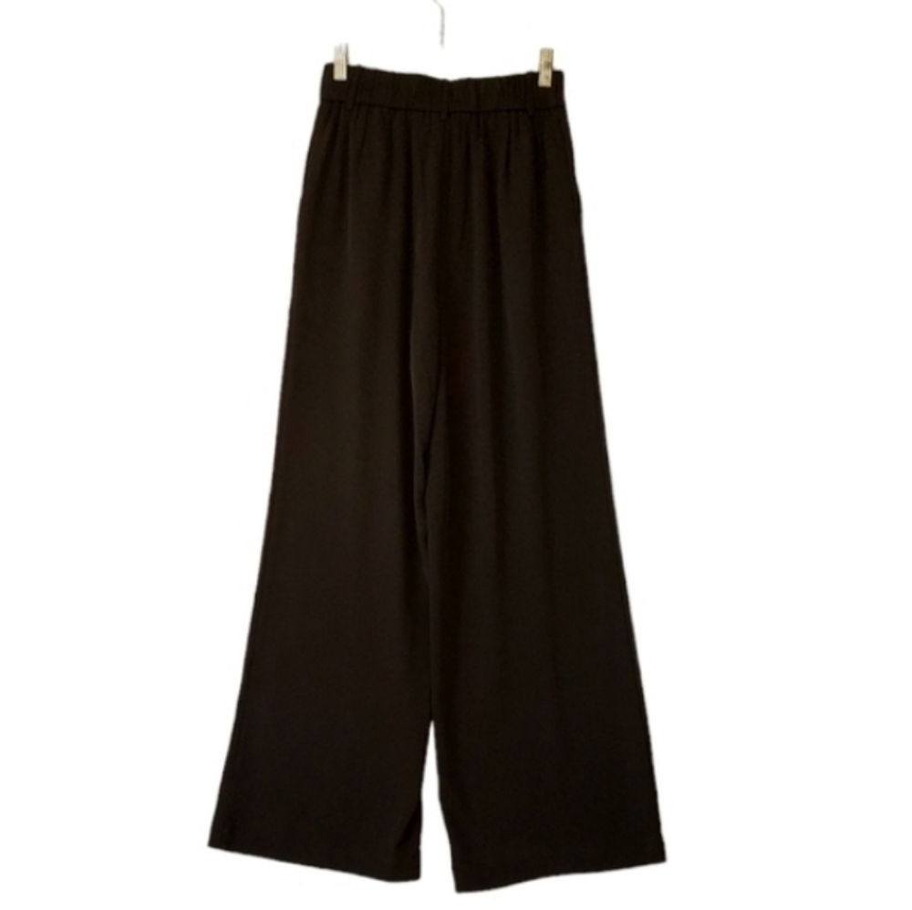 Commense Silky Black Wide Leg Casual Pants Pockets Size‎ Small NWT